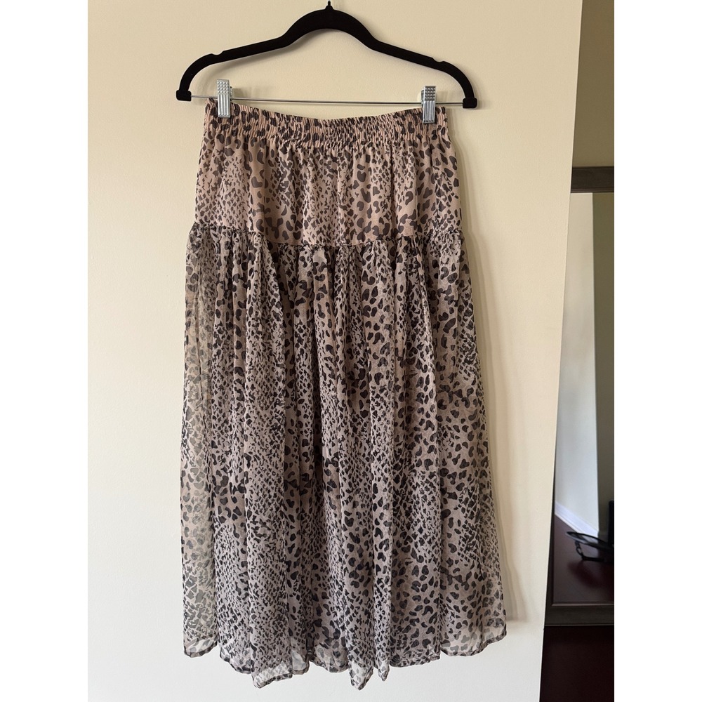 S&L‎ Company Mixed Animal Print Tiered Midi Skirt Tan Black Leopard Snake Sz 10